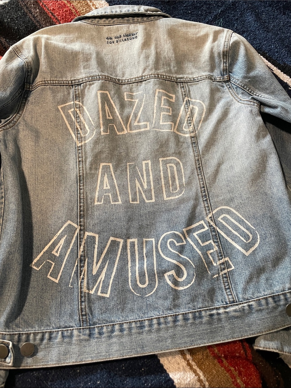 Billabong with 4th&Bleeker Light Blue Jean Jacket with White Lettering on back